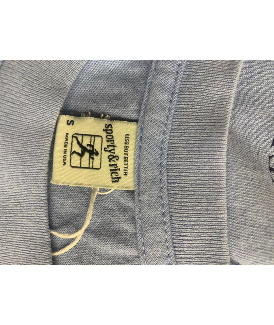 SPORTY AND RICH Голубая хлопковая футболка, фото 6