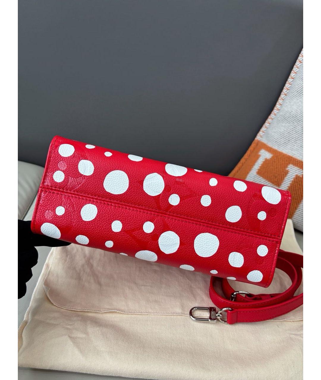 LOUIS VUITTON Красная кожаная сумка тоут, фото 5