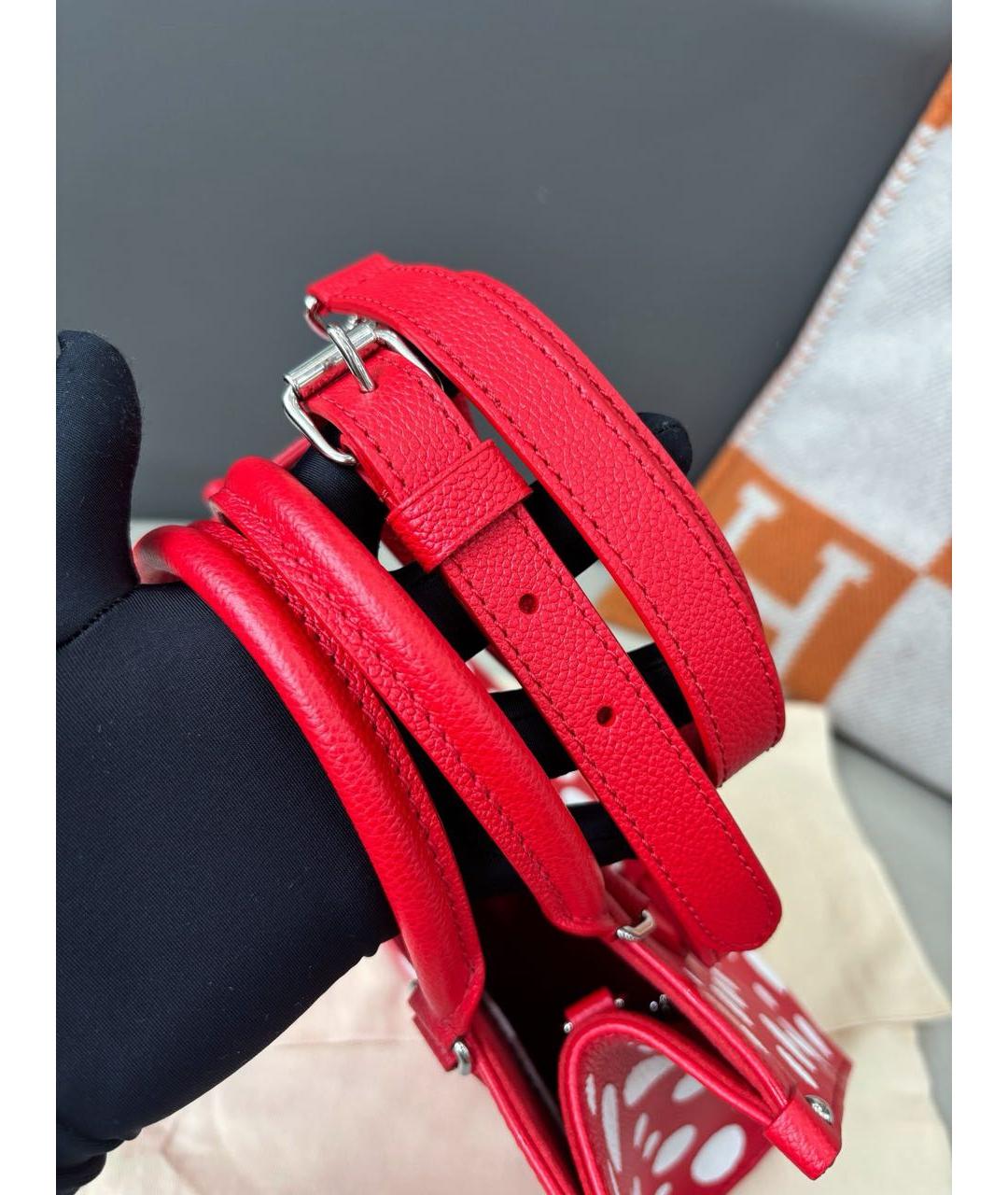 LOUIS VUITTON Красная кожаная сумка тоут, фото 7