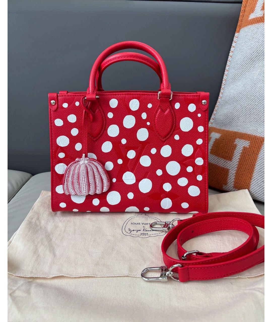 LOUIS VUITTON Красная кожаная сумка тоут, фото 8