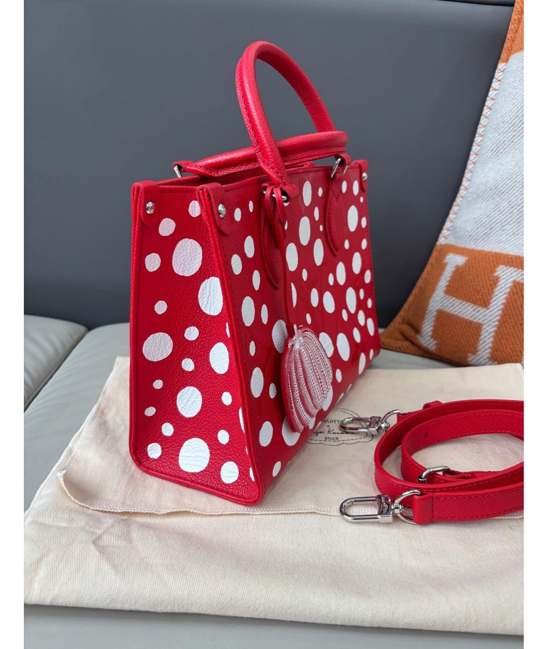 LOUIS VUITTON Красная кожаная сумка тоут, фото 3