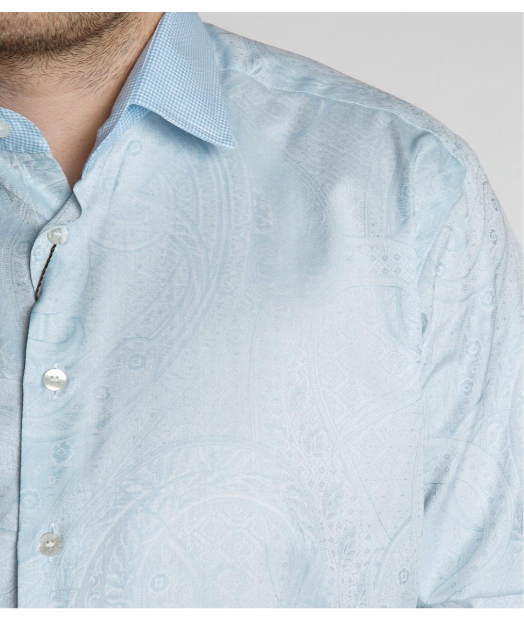 ETRO Голубая хлопковая классическая рубашка, фото 4