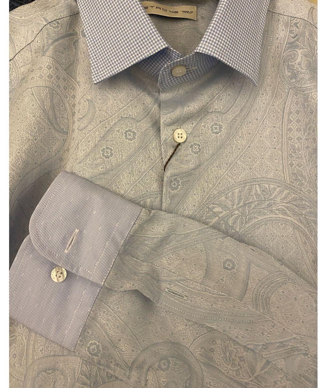 ETRO Голубая хлопковая классическая рубашка, фото 6