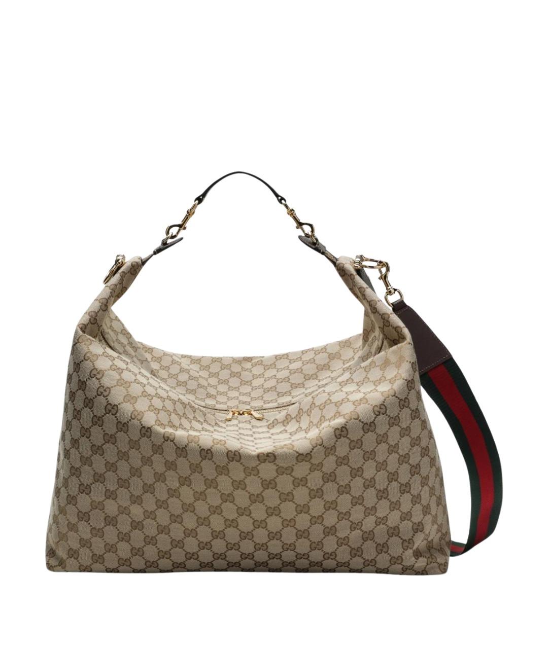 GUCCI Бежевая жаккардовая сумка через плечо, фото 1