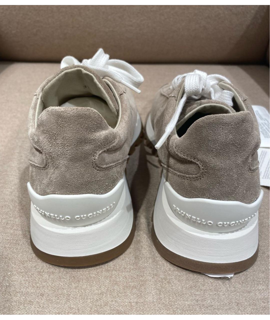 BRUNELLO CUCINELLI Бежевые замшевые кроссовки, фото 4