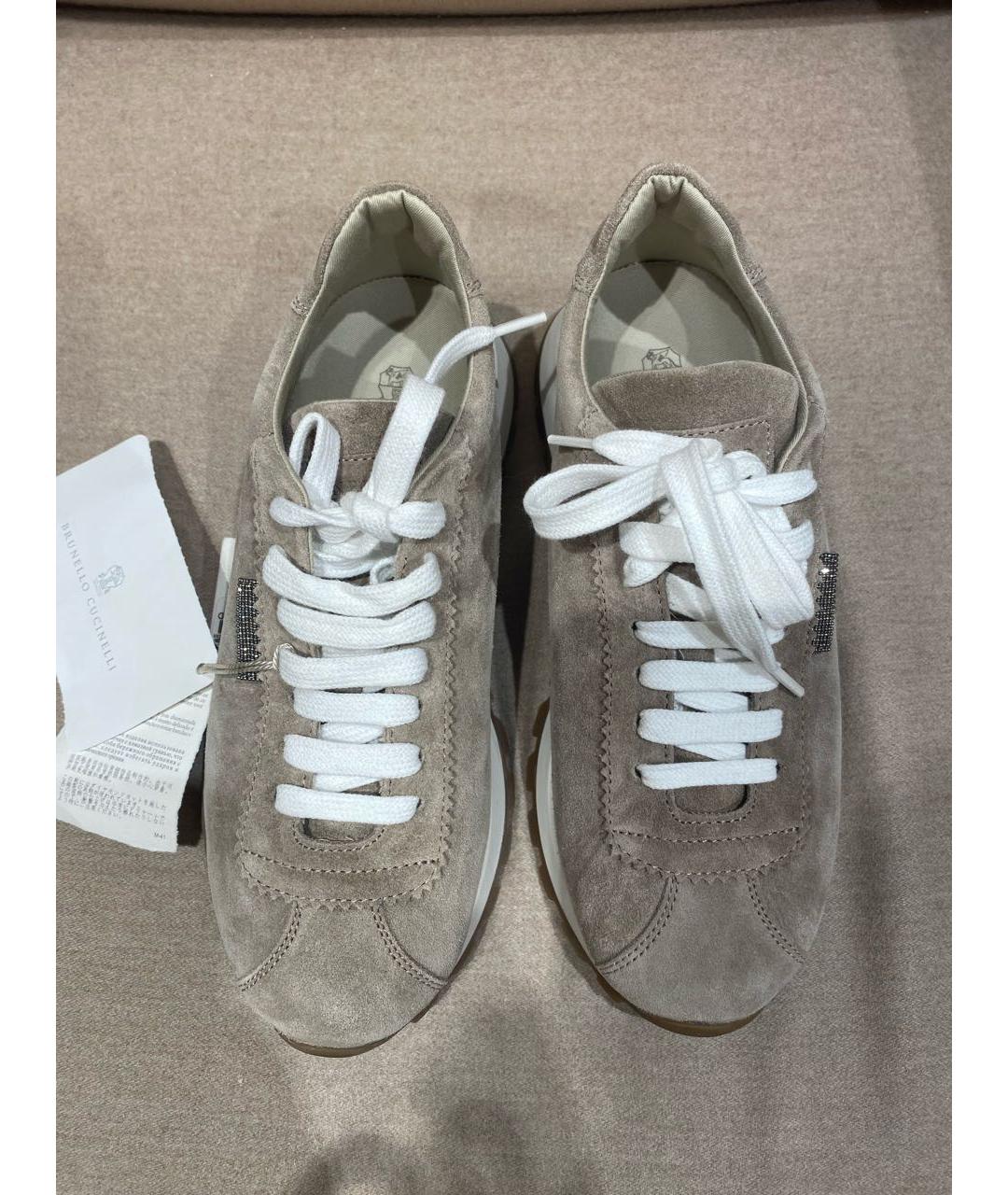 BRUNELLO CUCINELLI Бежевые замшевые кроссовки, фото 2