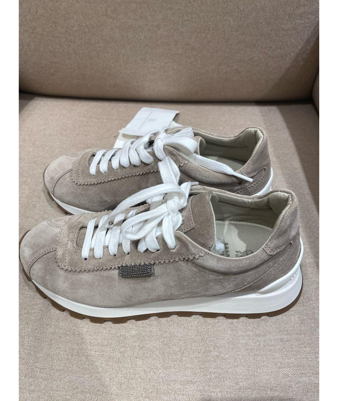 BRUNELLO CUCINELLI Бежевые замшевые кроссовки, фото 5