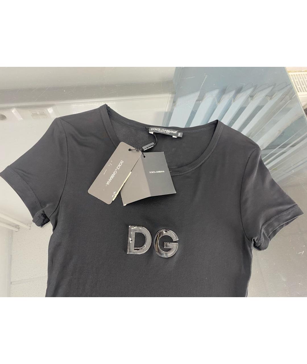 DOLCE&GABBANA Черная вискозная футболка, фото 3