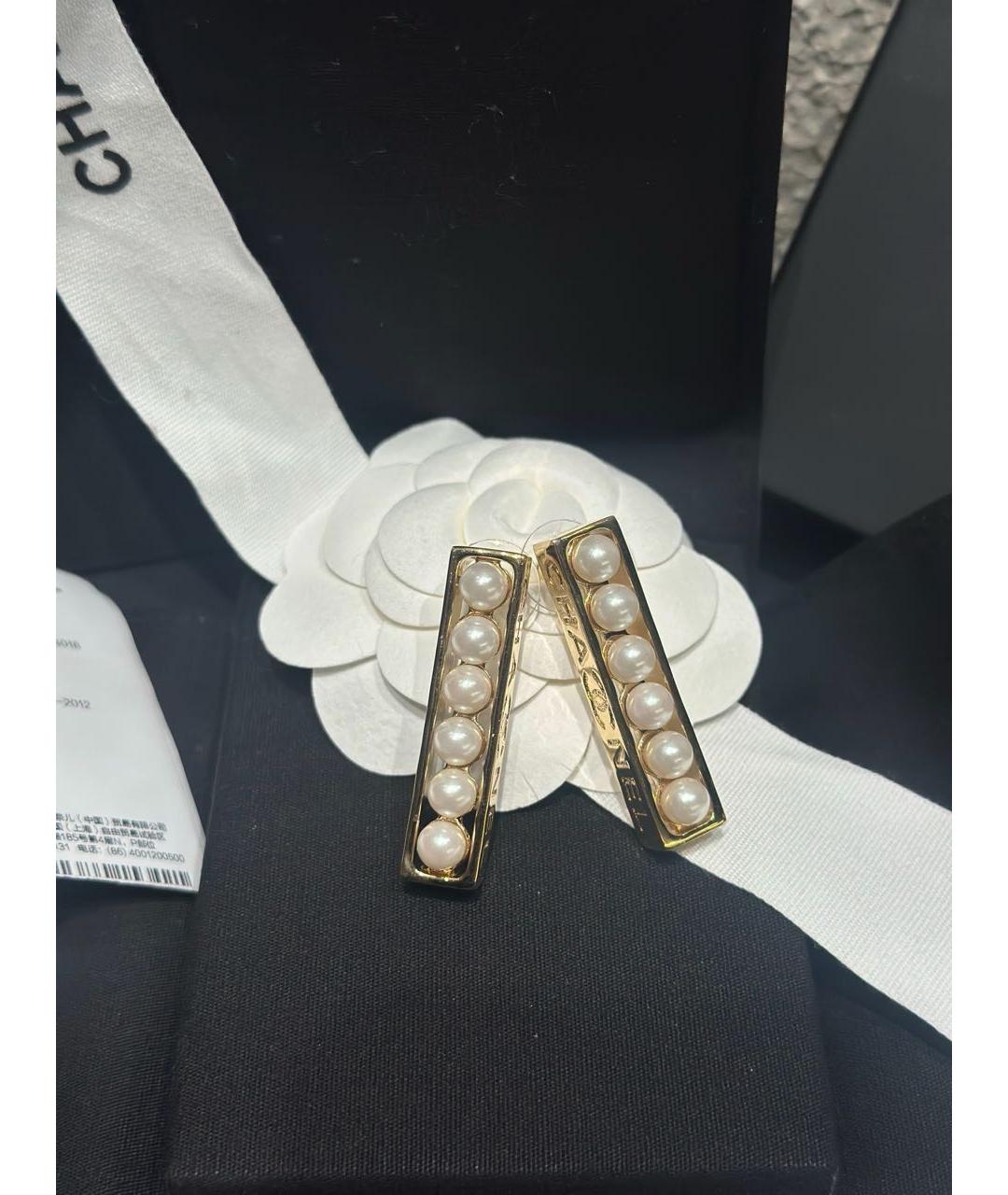 CHANEL Золотые металлические серьги, фото 4