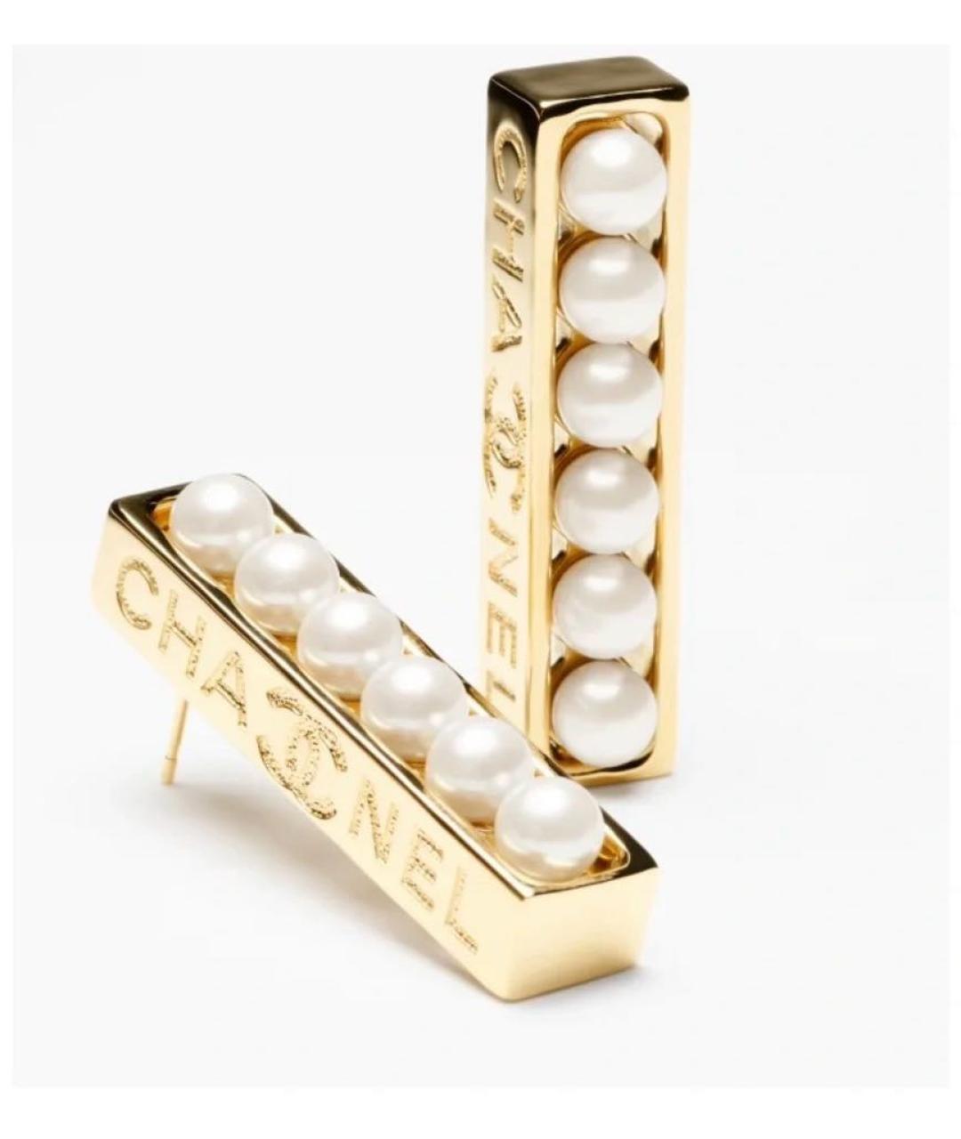 CHANEL Золотые металлические серьги, фото 7