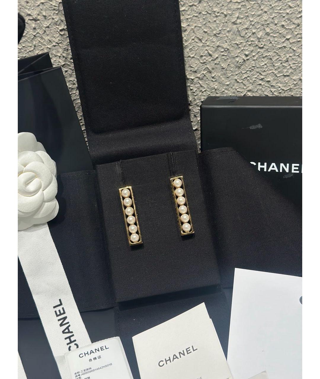 CHANEL Золотые металлические серьги, фото 2