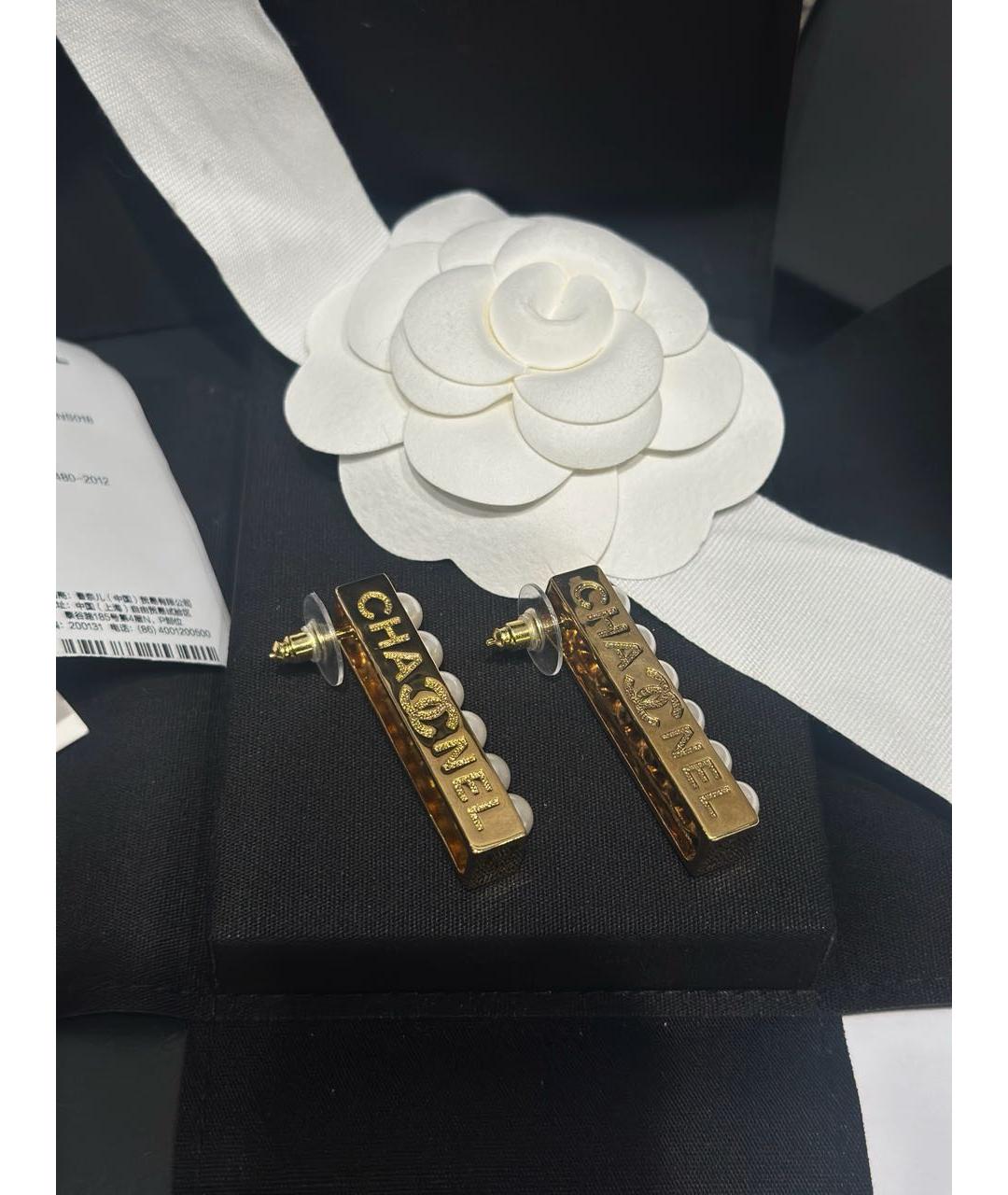 CHANEL Золотые металлические серьги, фото 5