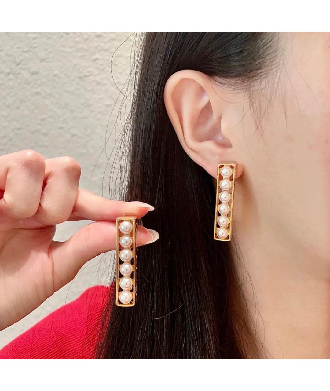 CHANEL Золотые металлические серьги, фото 6