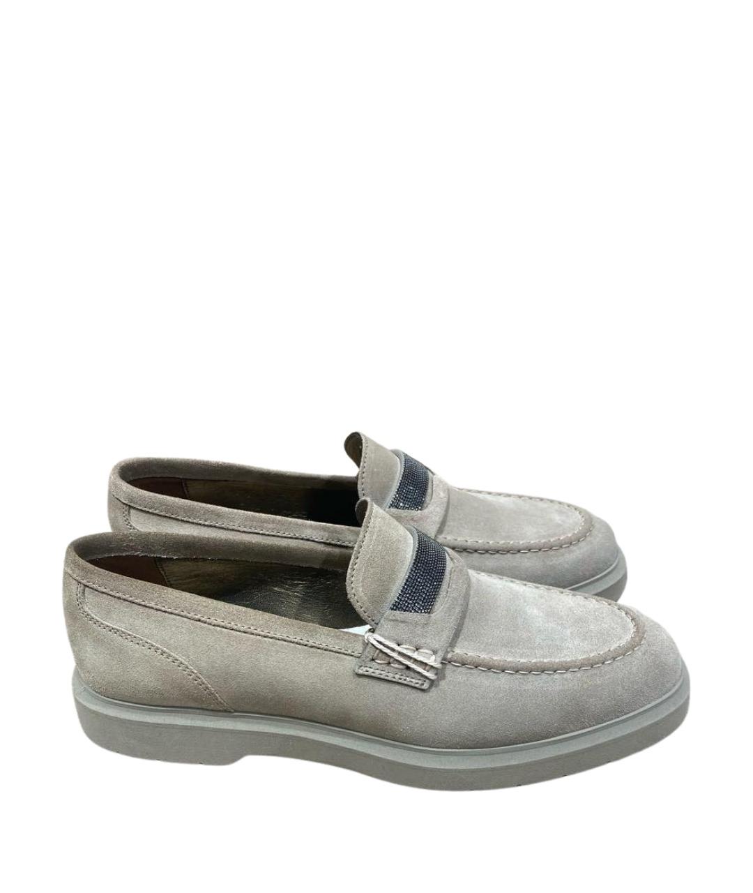 BRUNELLO CUCINELLI Бежевые замшевые лоферы, фото 1