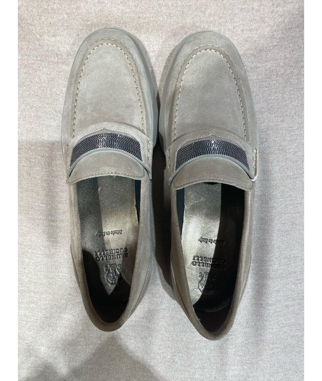 BRUNELLO CUCINELLI Бежевые замшевые лоферы, фото 3