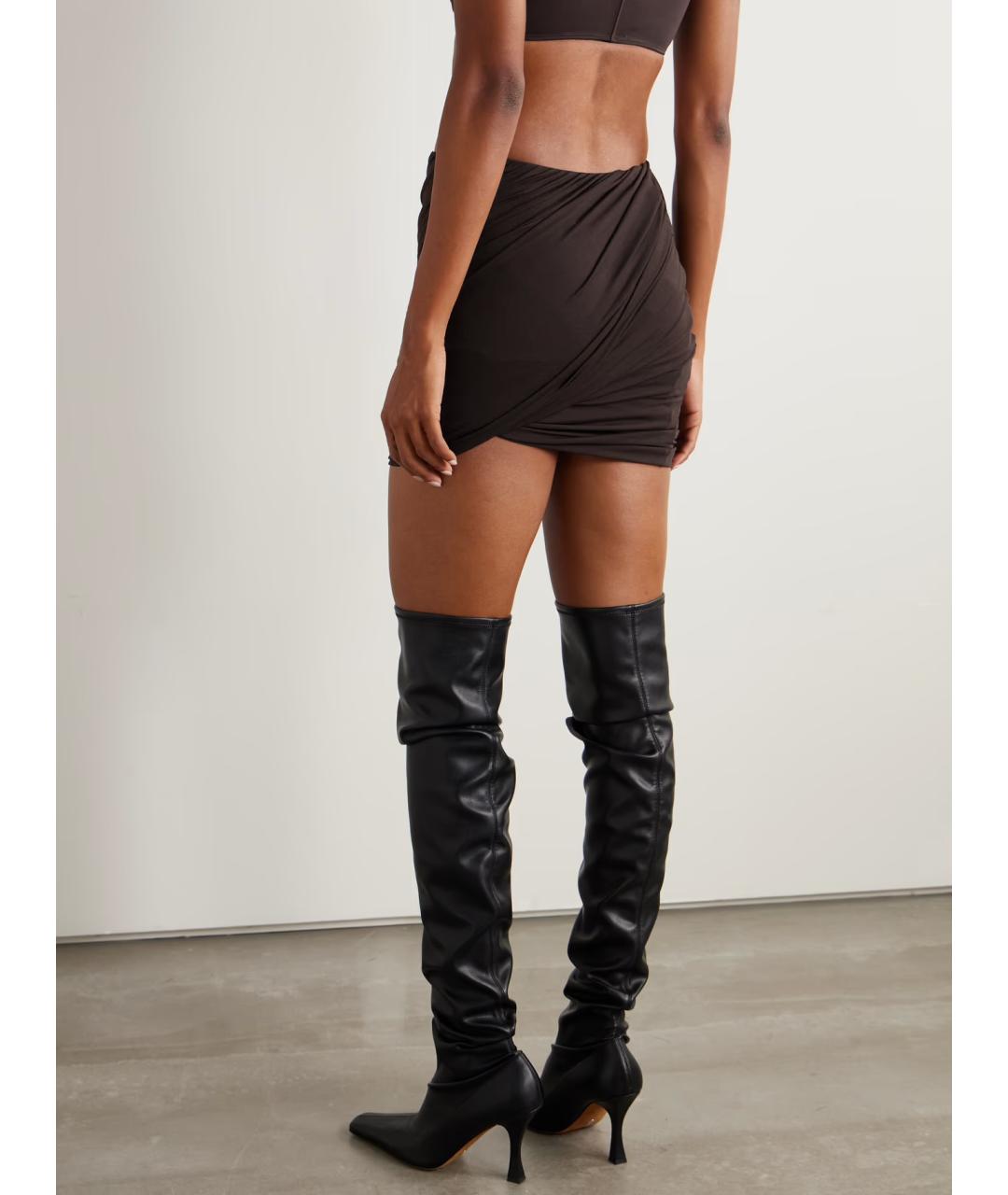 RICK OWENS Коричневая вискозная юбка мини, фото 3