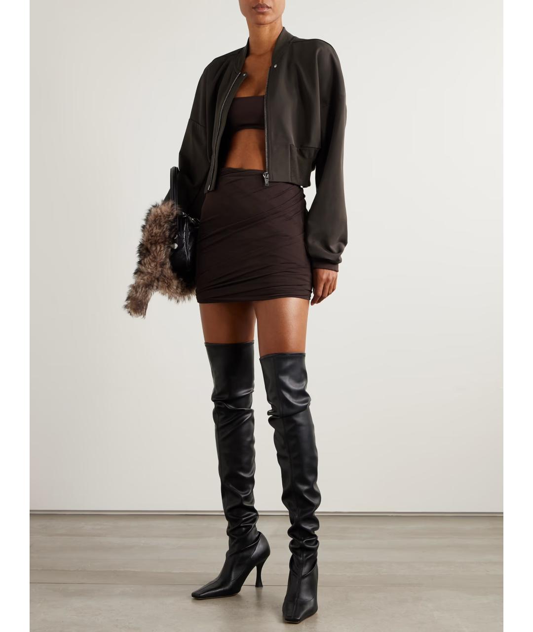 RICK OWENS Коричневая вискозная юбка мини, фото 2