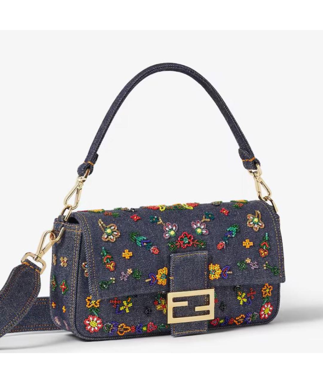 FENDI Темно-синяя деним сумка через плечо, фото 4