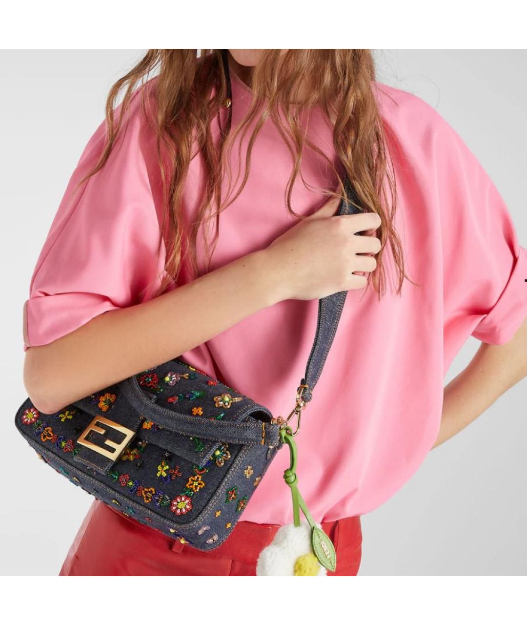 FENDI Темно-синяя деним сумка через плечо, фото 3