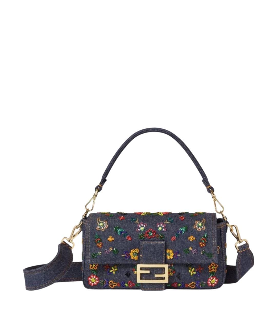 FENDI Темно-синяя деним сумка через плечо, фото 1