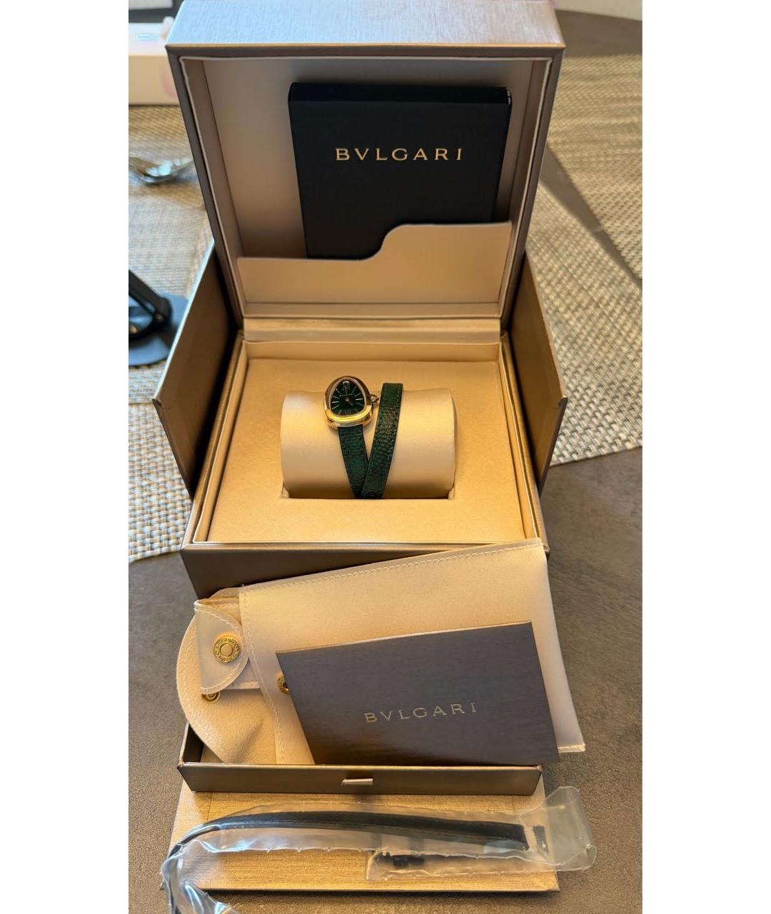 BVLGARI Зеленые часы из желтого золота, фото 3