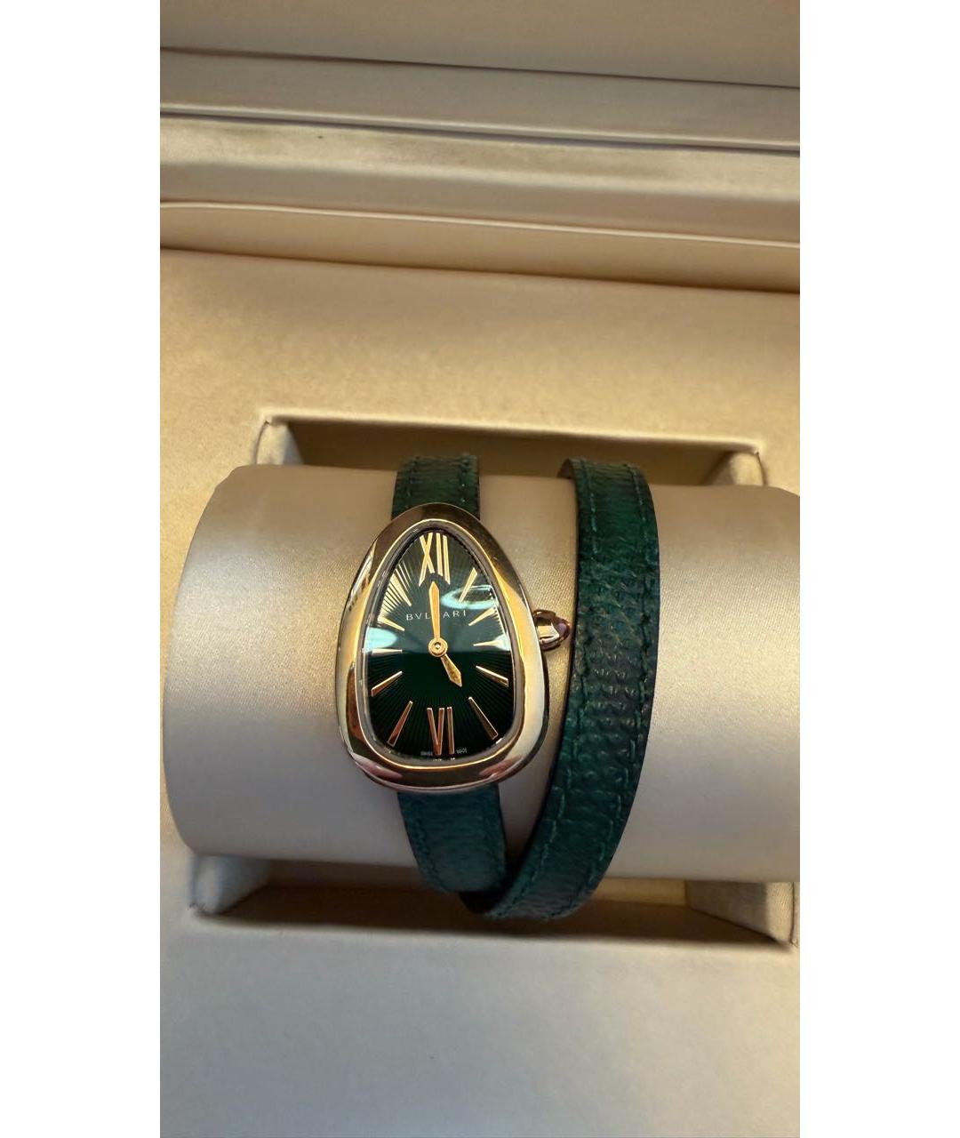 BVLGARI Зеленые часы из желтого золота, фото 5