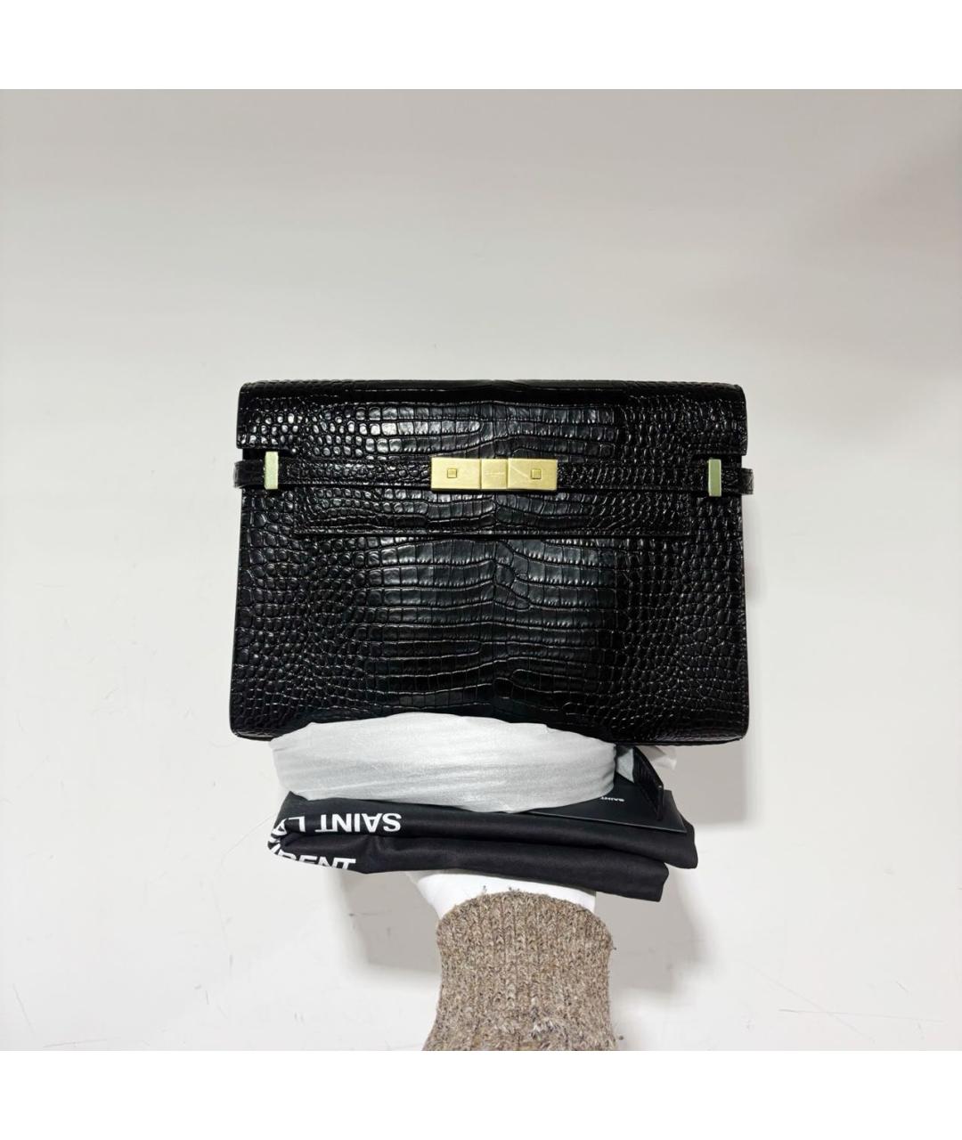 SAINT LAURENT Черная кожаная сумка через плечо, фото 2