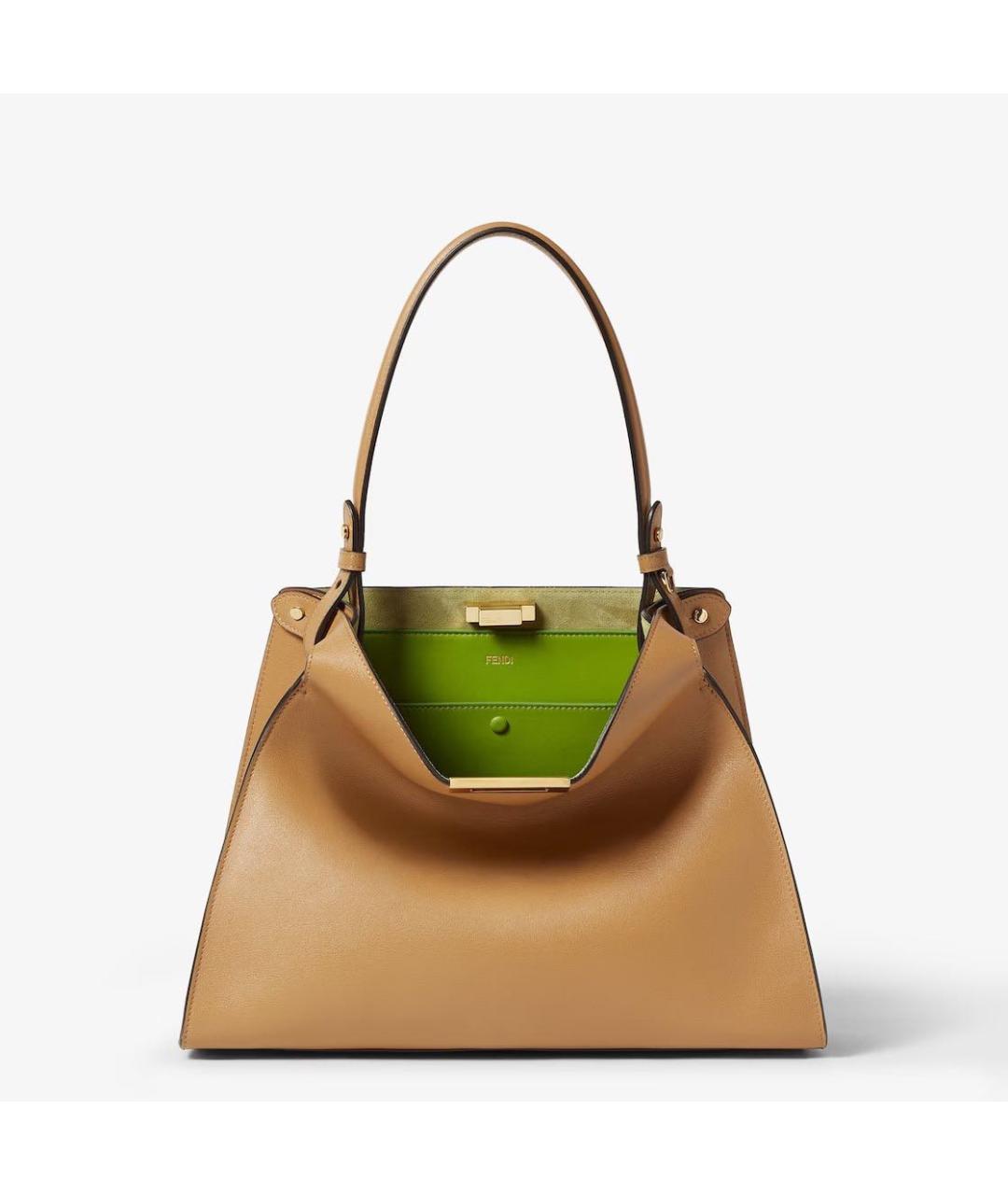 FENDI Бежевая кожаная сумка через плечо, фото 7