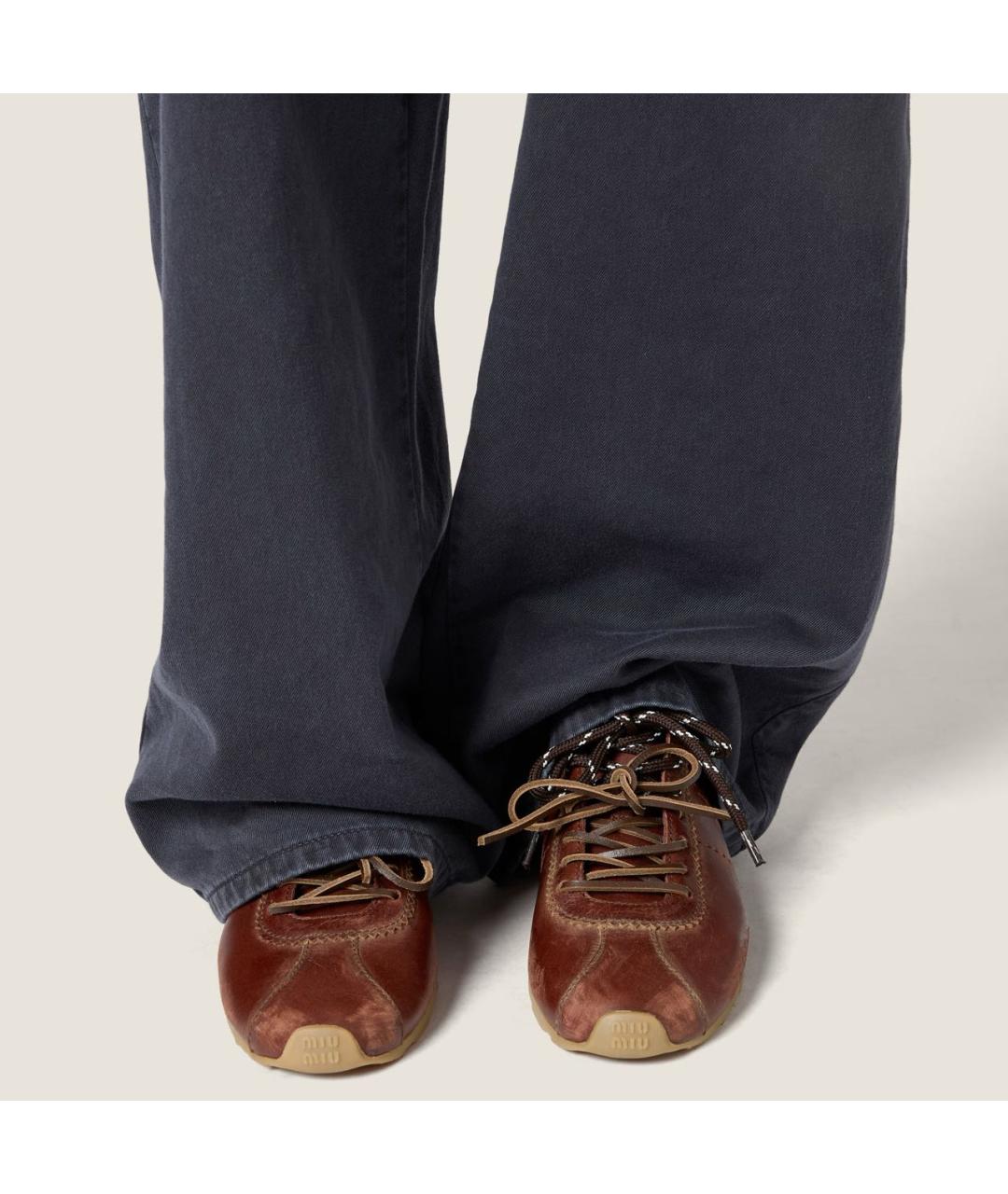 MIU MIU Коричневые кожаные кеды, фото 4