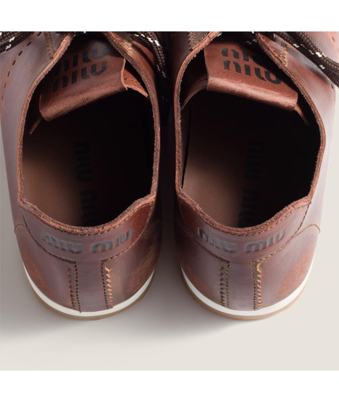 MIU MIU Коричневые кожаные кеды, фото 3