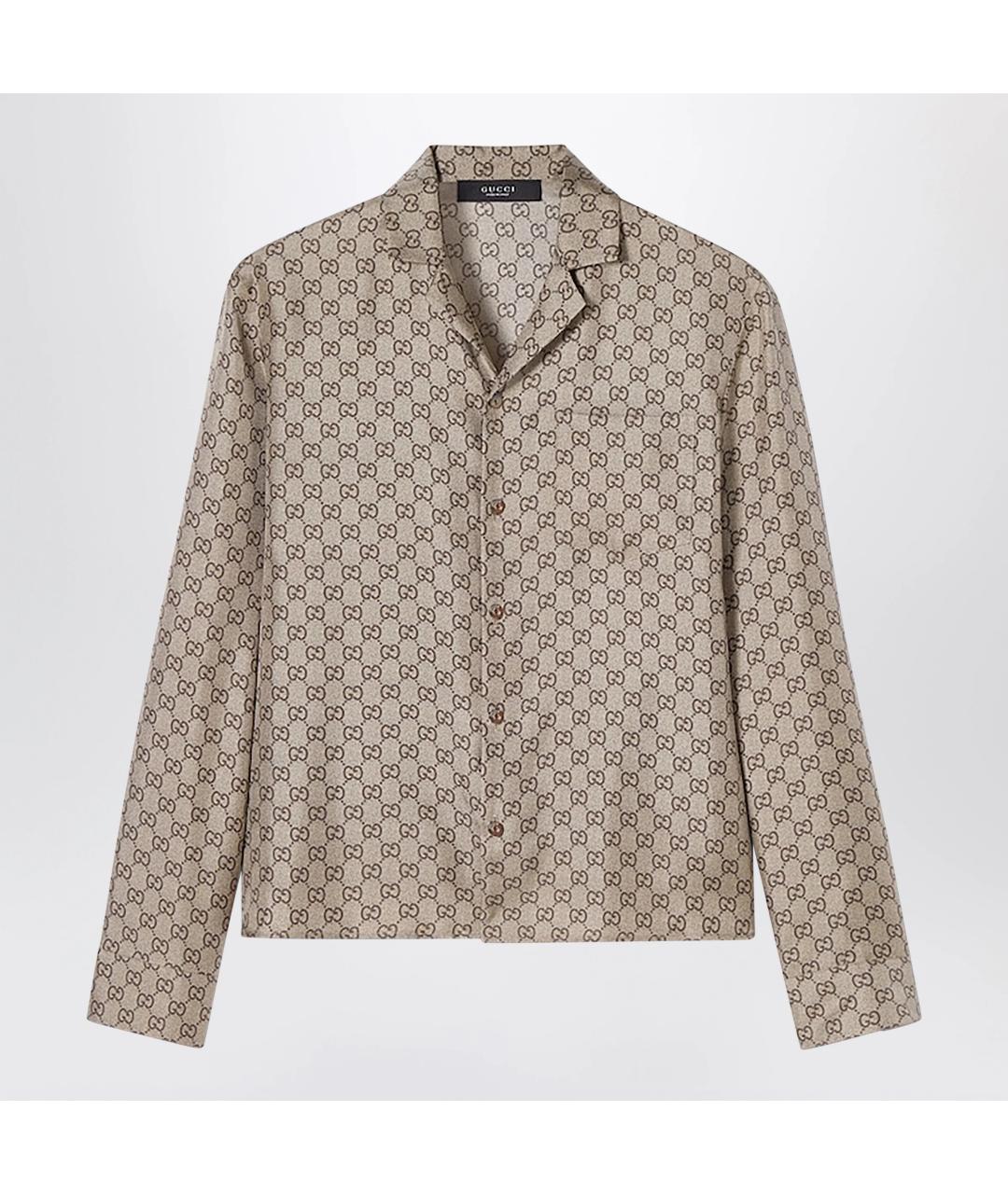 GUCCI Бежевая шелковая кэжуал рубашка, фото 3