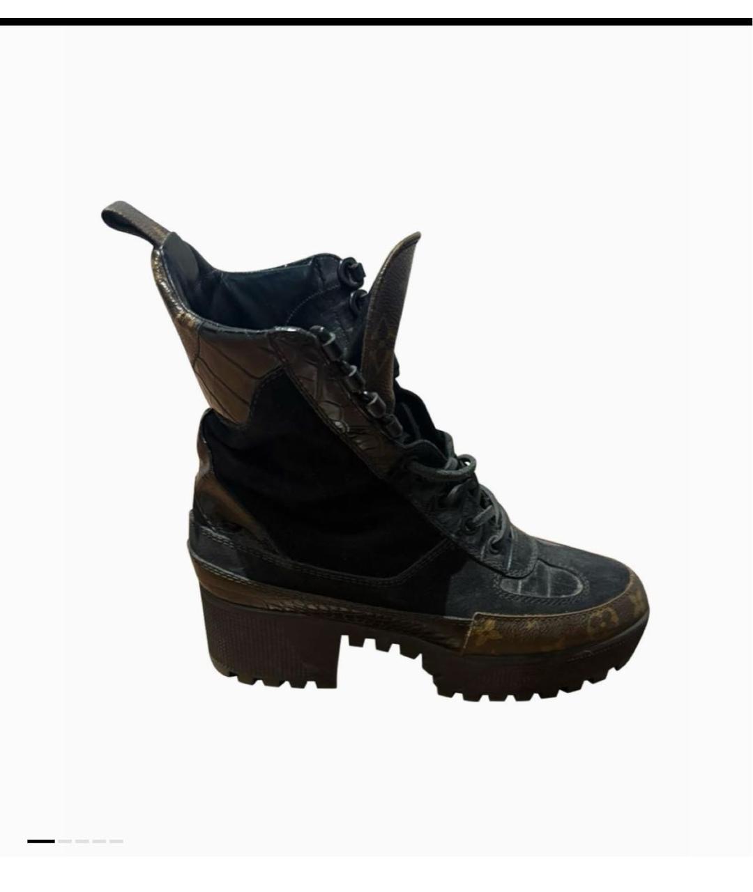 LOUIS VUITTON Черные нубуковые ботинки, фото 5