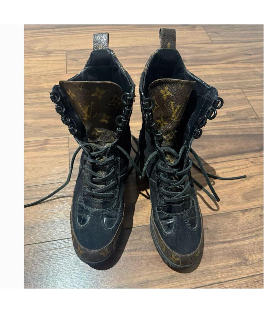 LOUIS VUITTON Черные нубуковые ботинки, фото 2