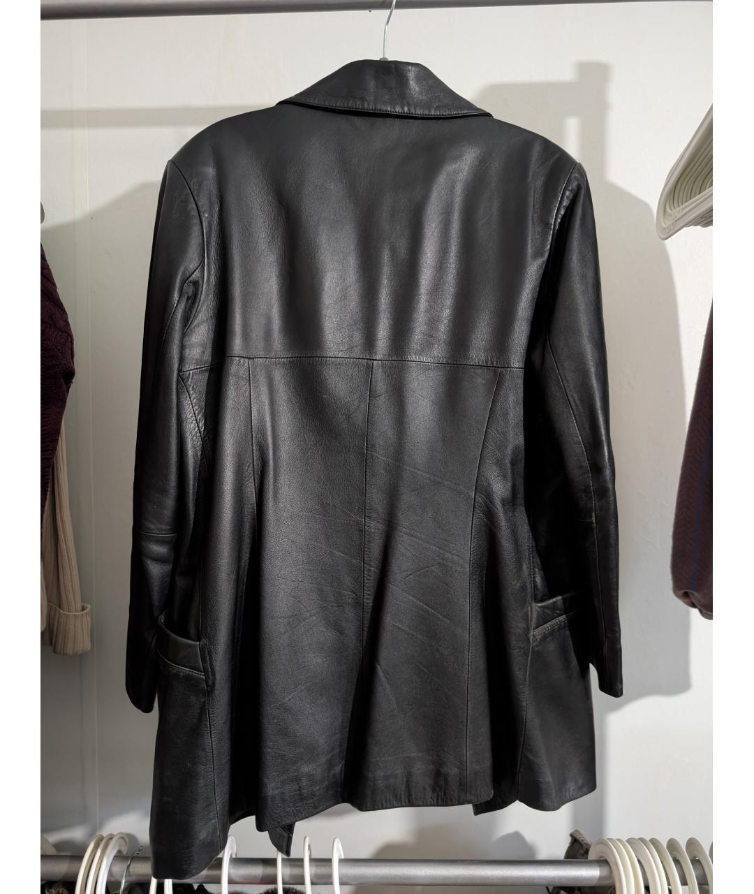 VERSACE JEANS COUTURE Черный кожаный тренч/плащ, фото 2