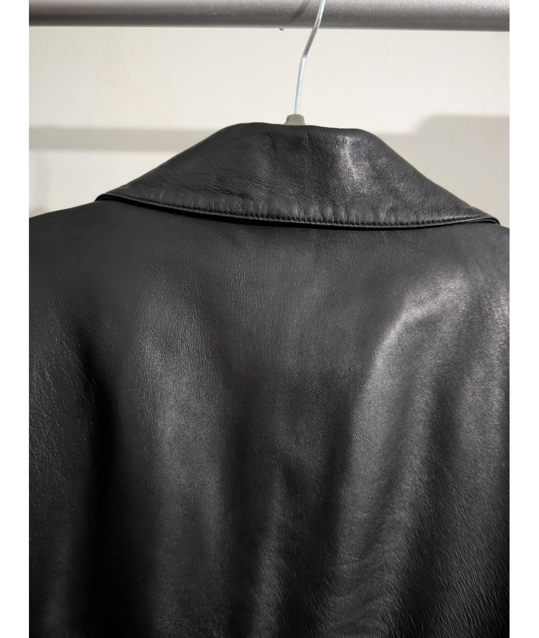 VERSACE JEANS COUTURE Черный кожаный тренч/плащ, фото 3