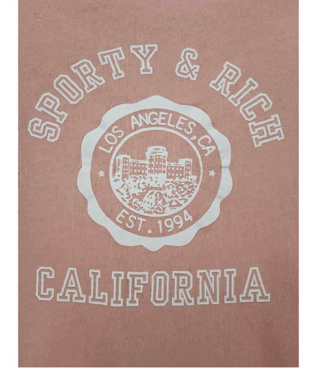 SPORTY AND RICH Коралловая хлопковая футболка, фото 4