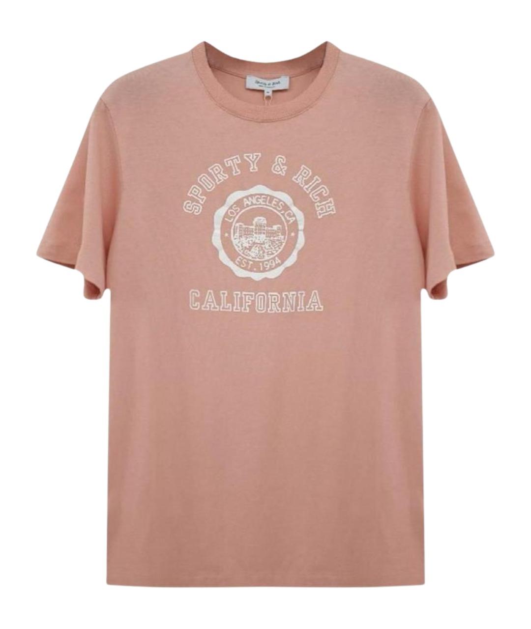 SPORTY AND RICH Коралловая хлопковая футболка, фото 1