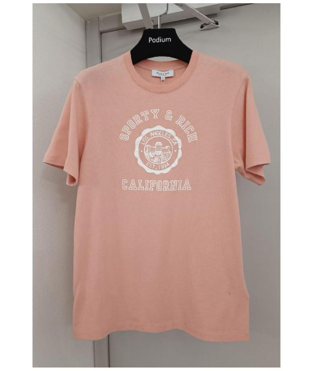 SPORTY AND RICH Коралловая хлопковая футболка, фото 8