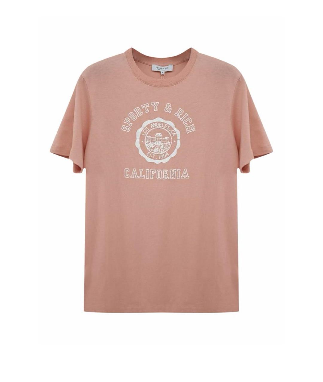 SPORTY AND RICH Коралловая хлопковая футболка, фото 9