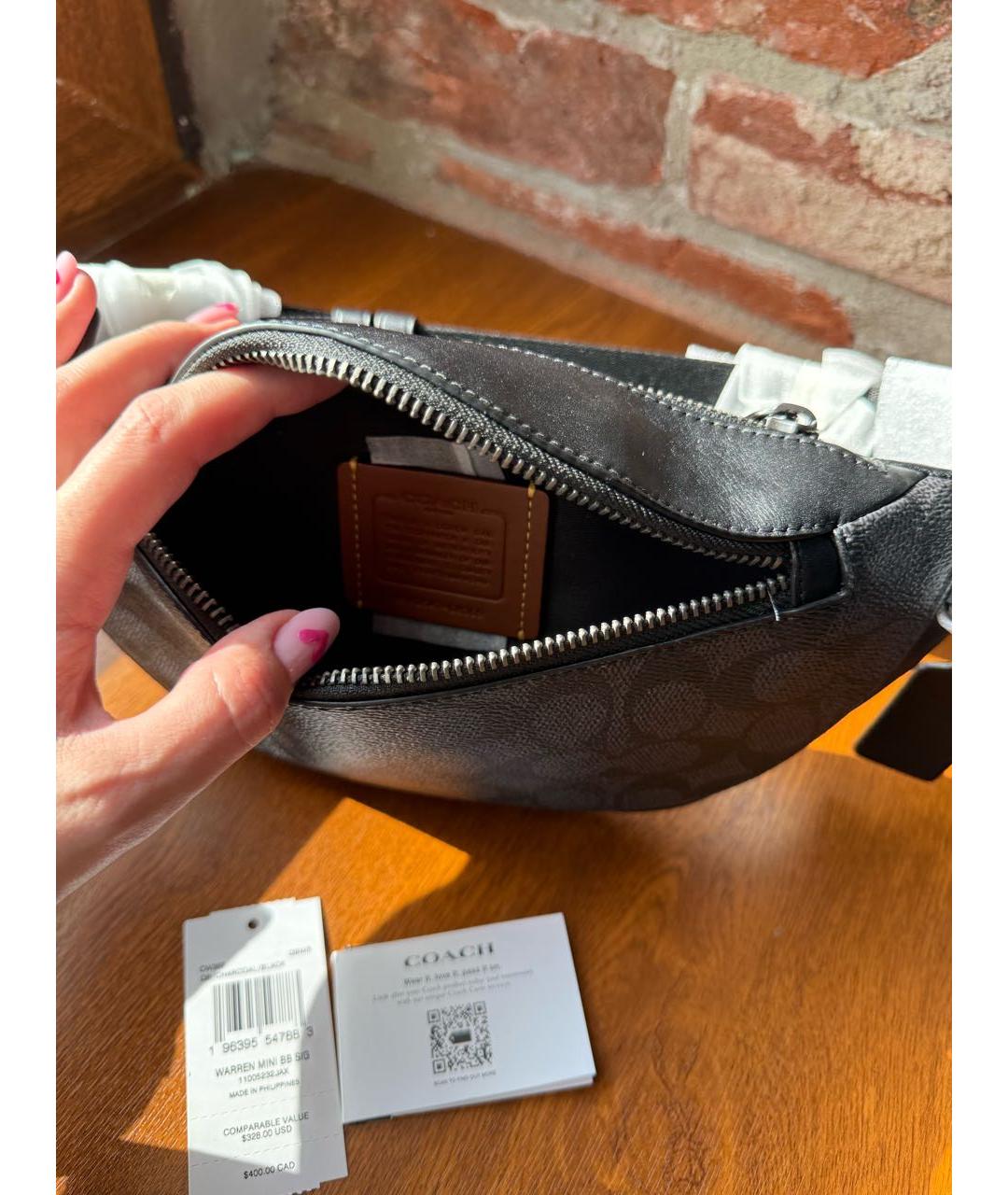 COACH Черная поясная сумка, фото 5