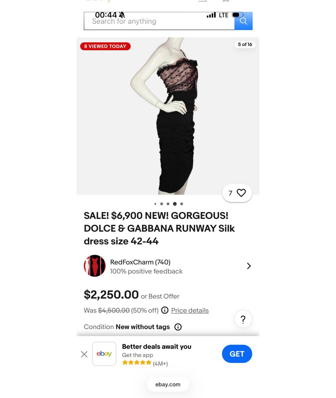 DOLCE&GABBANA Черное шелковое коктейльное платье, фото 8