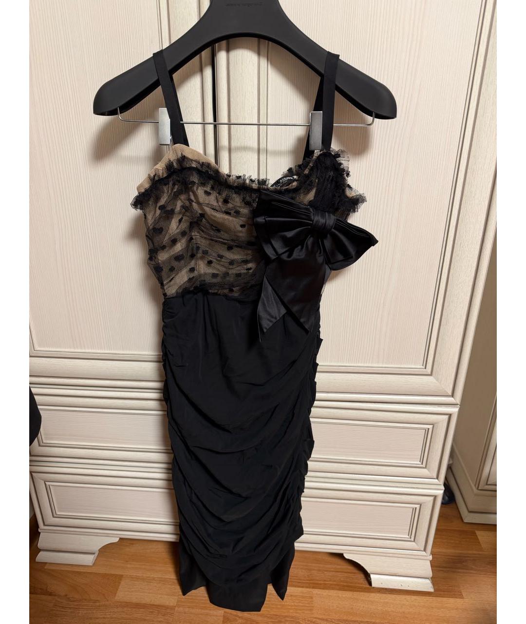 DOLCE&GABBANA Черное шелковое коктейльное платье, фото 9