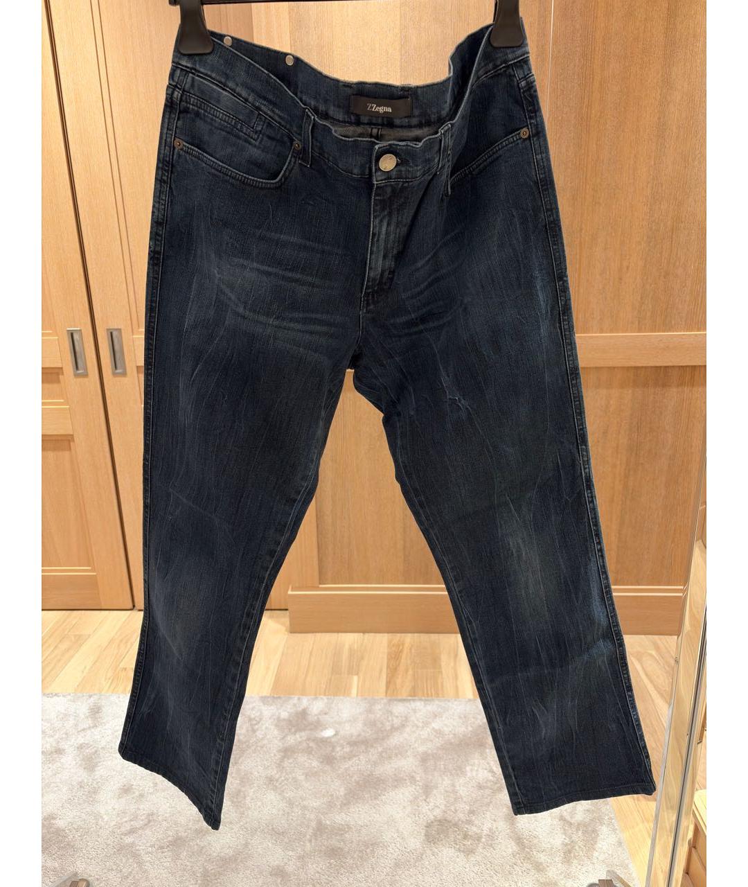 ZZEGNA Темно-синие хлопко-эластановые джинсы слим, фото 6