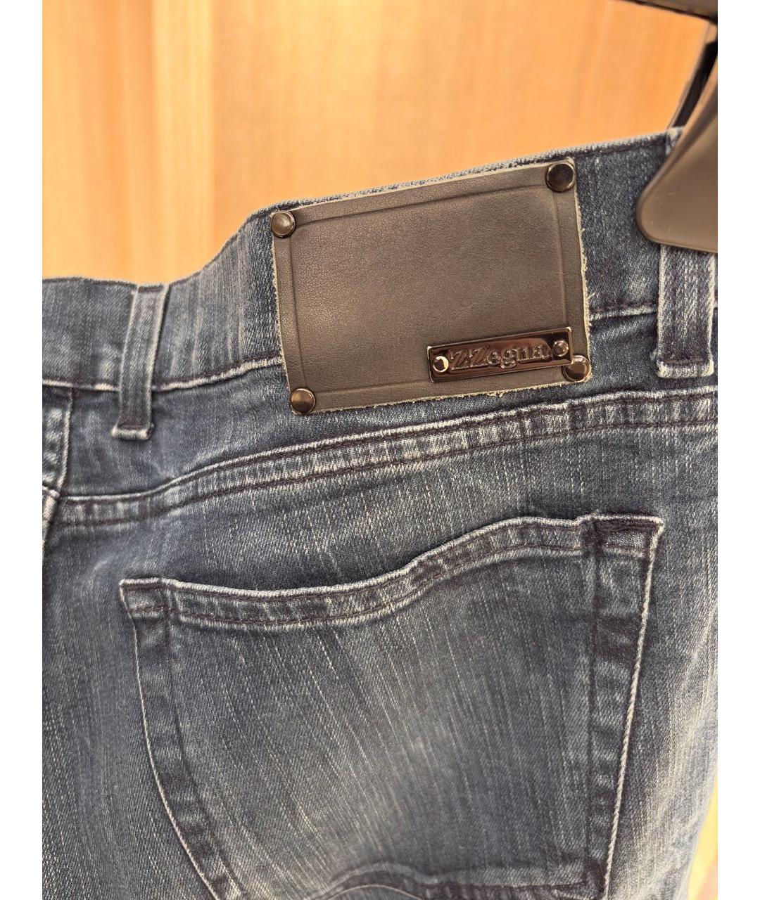 ZZEGNA Темно-синие хлопко-эластановые джинсы слим, фото 5