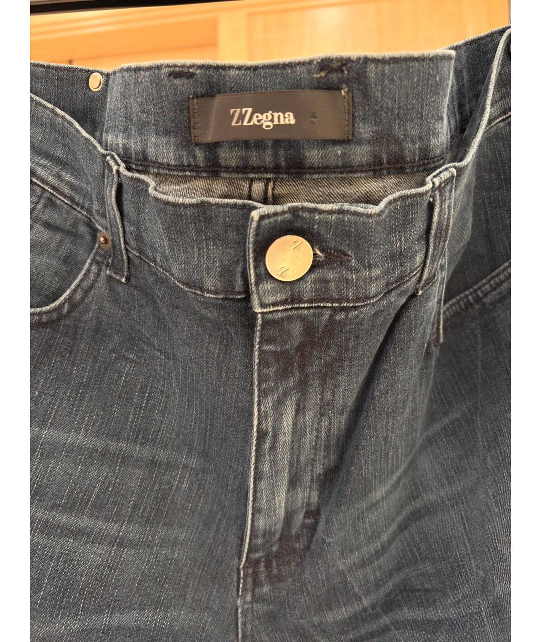 ZZEGNA Темно-синие хлопко-эластановые джинсы слим, фото 3
