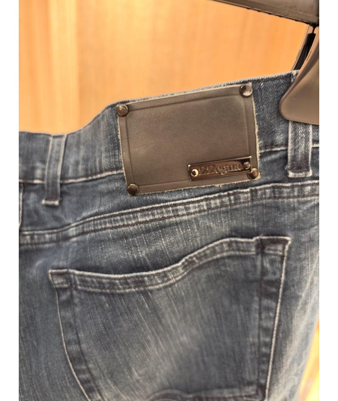 ZZEGNA Темно-синие хлопко-эластановые джинсы слим, фото 4