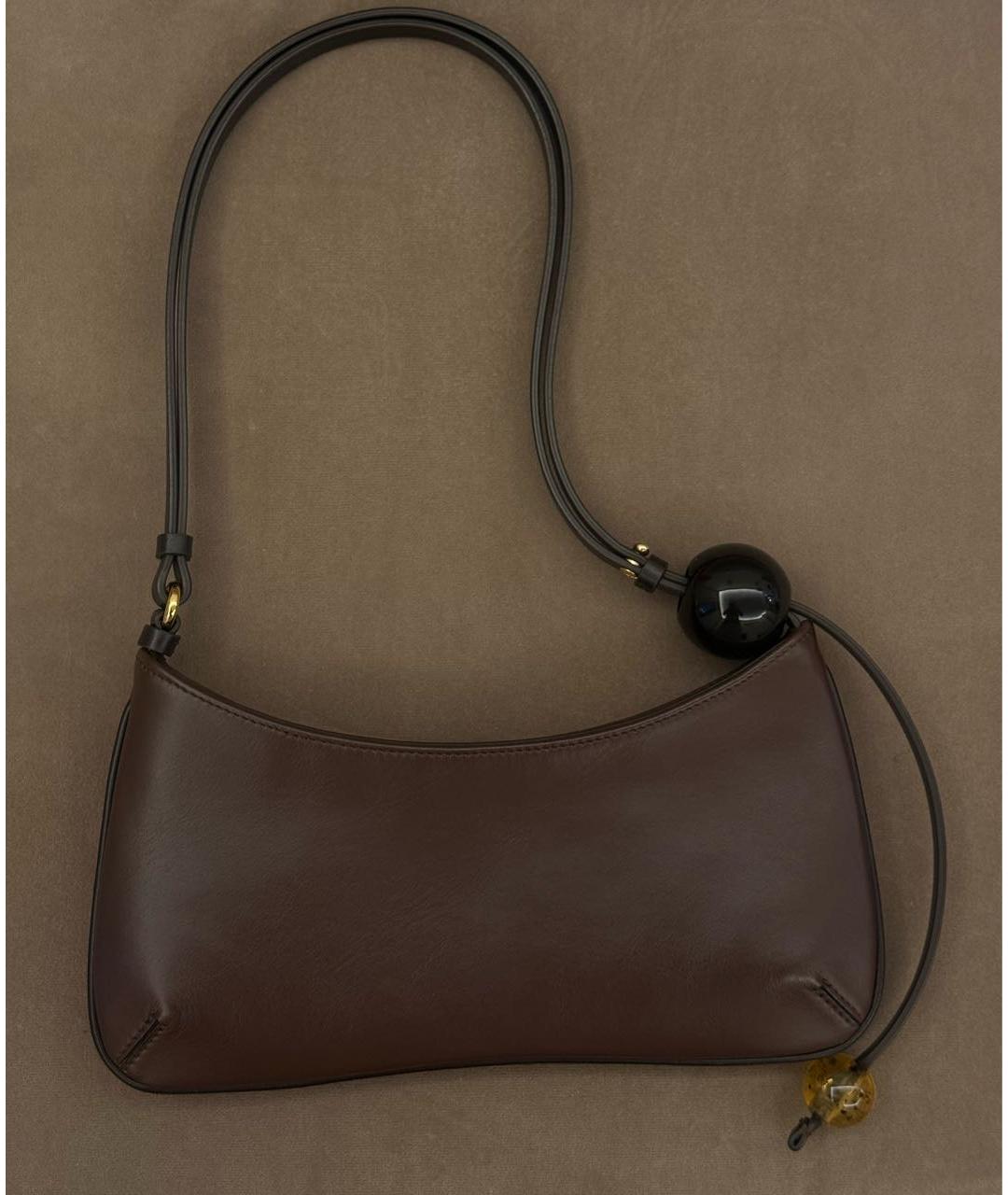 JACQUEMUS Коричневая кожаная сумка с короткими ручками, фото 3