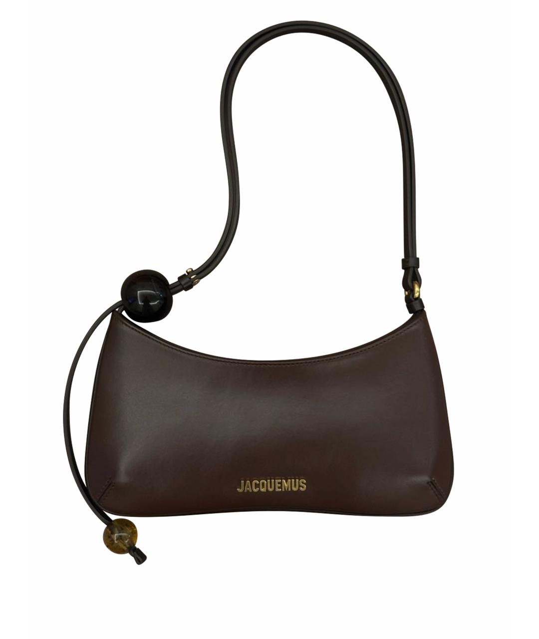 JACQUEMUS Коричневая кожаная сумка с короткими ручками, фото 1