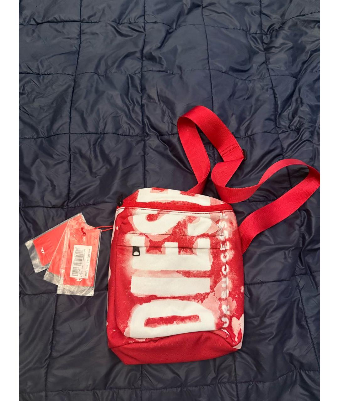 DIESEL Красная тканевая сумка на плечо, фото 2