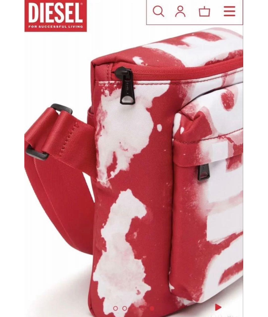 DIESEL Красная тканевая сумка на плечо, фото 4